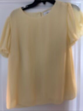 CeCe Pale Yellow Flutter Sleeve Blouse